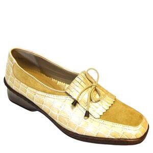 ara Rachel Sand Croc Patent Suede Loafers US Size 7.5